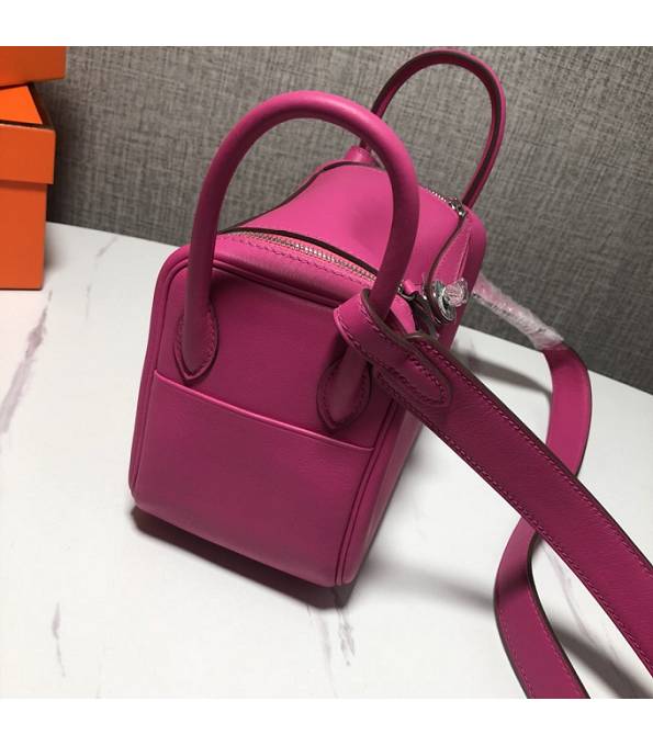 Hermes Mini Lindy 18cm Bag Rose Red Original Swift Leather Silver Metal