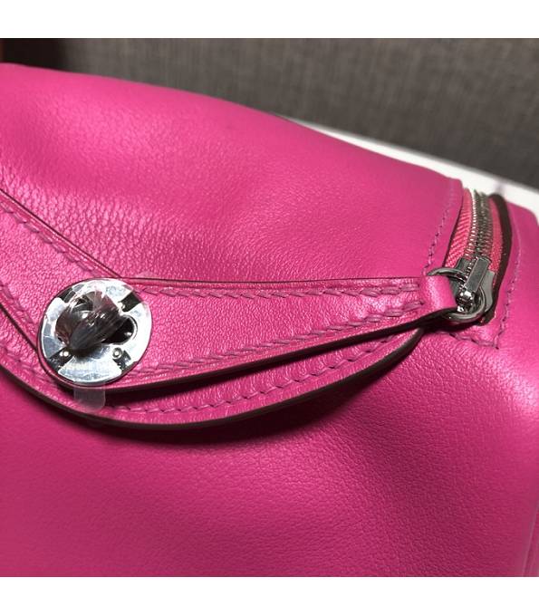 Hermes Mini Lindy 18cm Bag Rose Red Original Swift Leather Silver Metal