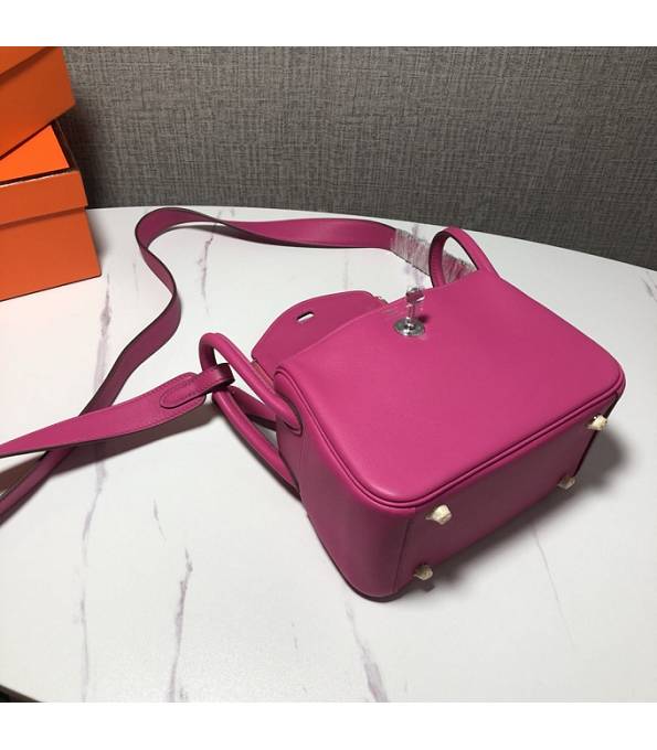 Hermes Mini Lindy 18cm Bag Rose Red Original Swift Leather Silver Metal
