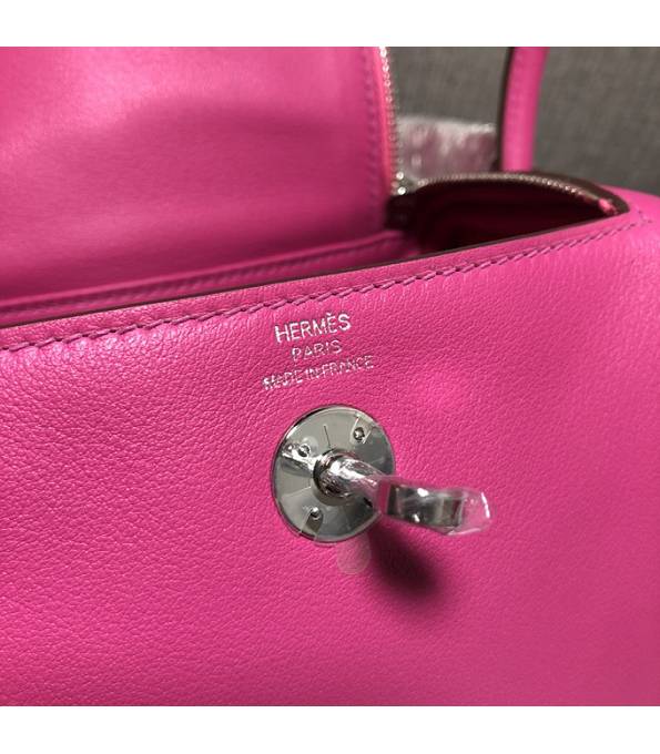 Hermes Mini Lindy 18cm Bag Rose Red Original Swift Leather Silver Metal