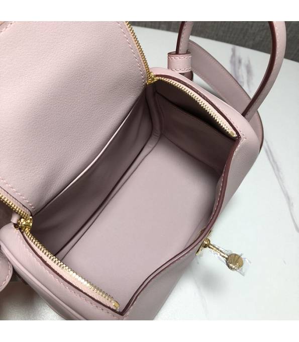 Hermes Mini Lindy 18cm Bag Nude Pink Original Swift Leather Golden Metal