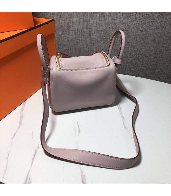 Hermes Mini Lindy 18cm Bag Nude Pink Original Swift Leather Golden Metal