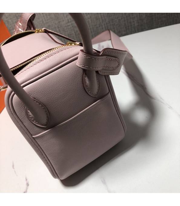 Hermes Mini Lindy 18cm Bag Nude Pink Original Swift Leather Golden Metal