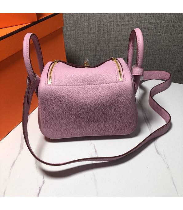 Hermes Mini Lindy 18cm Bag Pink Original Swift Leather Golden Metal