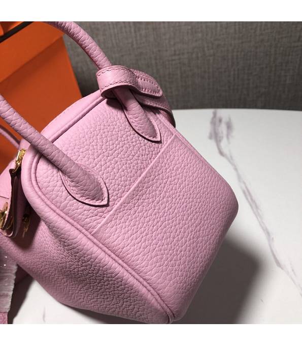 Hermes Mini Lindy 18cm Bag Pink Original Swift Leather Golden Metal