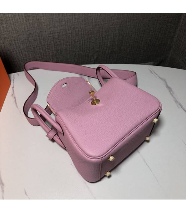 Hermes Mini Lindy 18cm Bag Pink Original Swift Leather Golden Metal