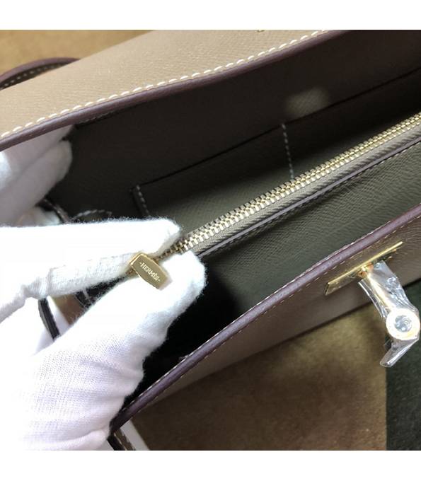 Hermes Kelly Woc Classique Elephant Grey Original Epsom Leather Golden Metal To Go Wallet