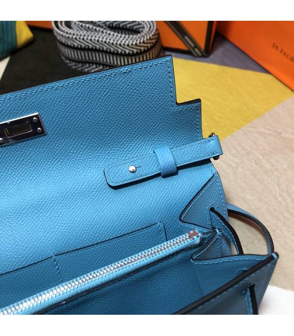 Hermes Kelly Woc Classique North Blue Original Epsom Leather Silver Metal To Go Wallet