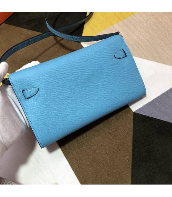 Hermes Kelly Woc Classique North Blue Original Epsom Leather Silver Metal To Go Wallet