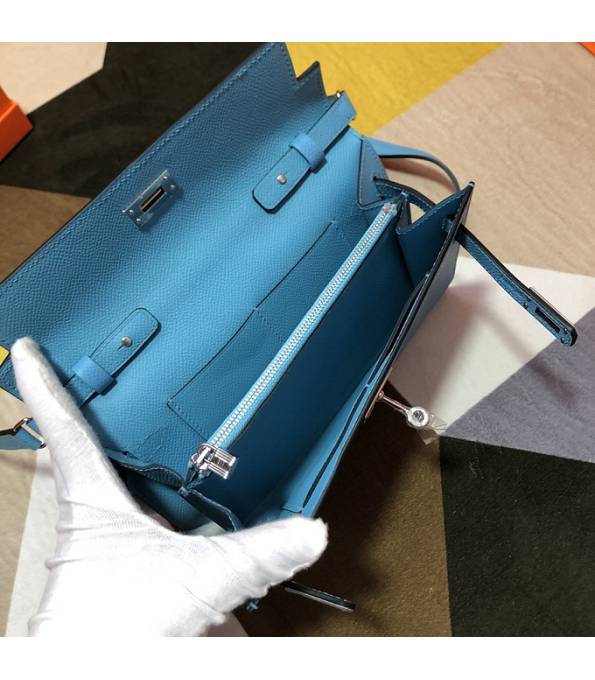 Hermes Kelly Woc Classique North Blue Original Epsom Leather Silver Metal To Go Wallet