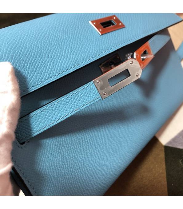 Hermes Kelly Woc Classique North Blue Original Epsom Leather Silver Metal To Go Wallet