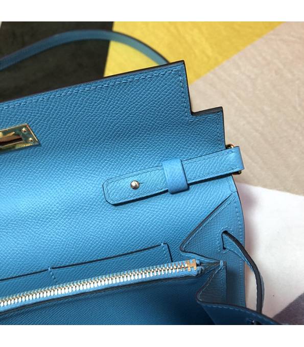 Hermes Kelly Woc Classique North Blue Original Epsom Leather Golden Metal To Go Wallet