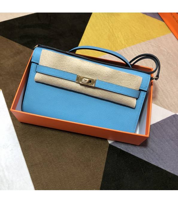Hermes Kelly Woc Classique North Blue Original Epsom Leather Golden Metal To Go Wallet