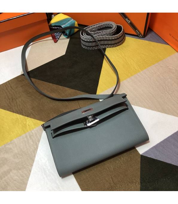 Hermes Kelly Woc Classique Etain Grey Original Epsom Leather Silver Metal To Go Wallet