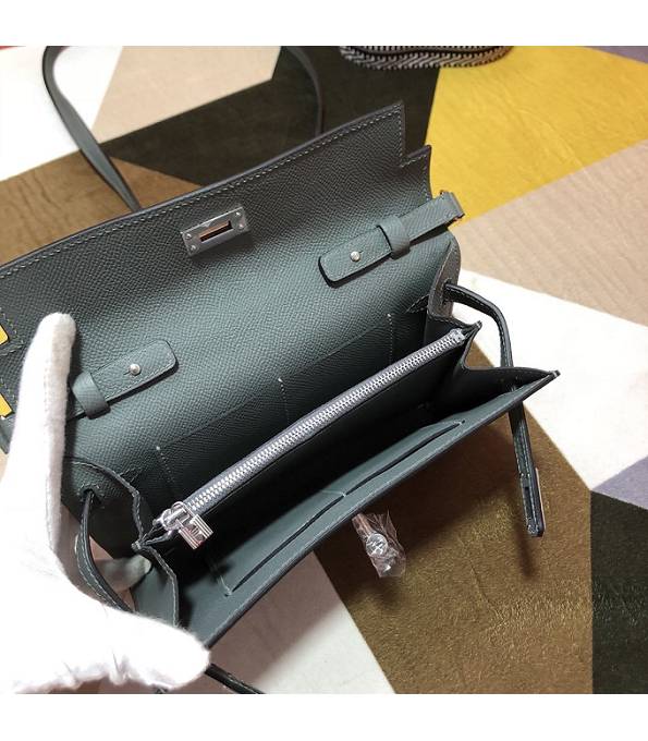 Hermes Kelly Woc Classique Etain Grey Original Epsom Leather Silver Metal To Go Wallet