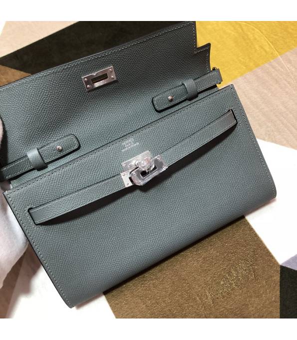 Hermes Kelly Woc Classique Etain Grey Original Epsom Leather Silver Metal To Go Wallet