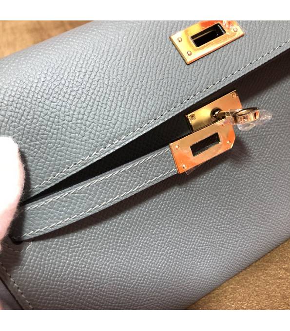 Hermes Kelly Woc Classique Etain Grey Original Epsom Leather Golden Metal To Go Wallet