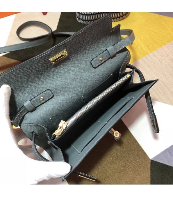 Hermes Kelly Woc Classique Etain Grey Original Epsom Leather Golden Metal To Go Wallet