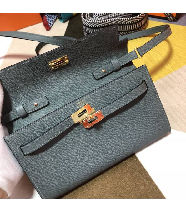 Hermes Kelly Woc Classique Etain Grey Original Epsom Leather Golden Metal To Go Wallet