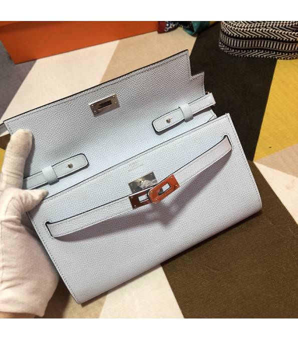 Hermes Kelly Woc Classique White Original Epsom Leather Silver Metal To Go Wallet