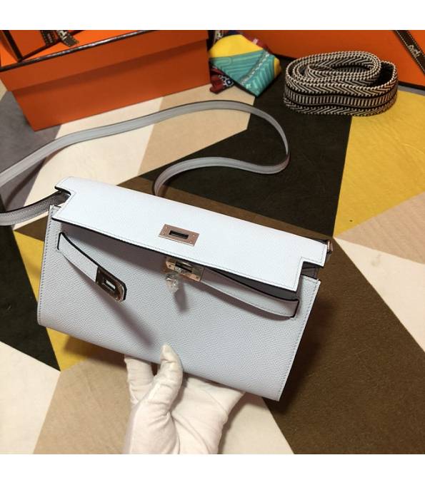 Hermes Kelly Woc Classique White Original Epsom Leather Silver Metal To Go Wallet