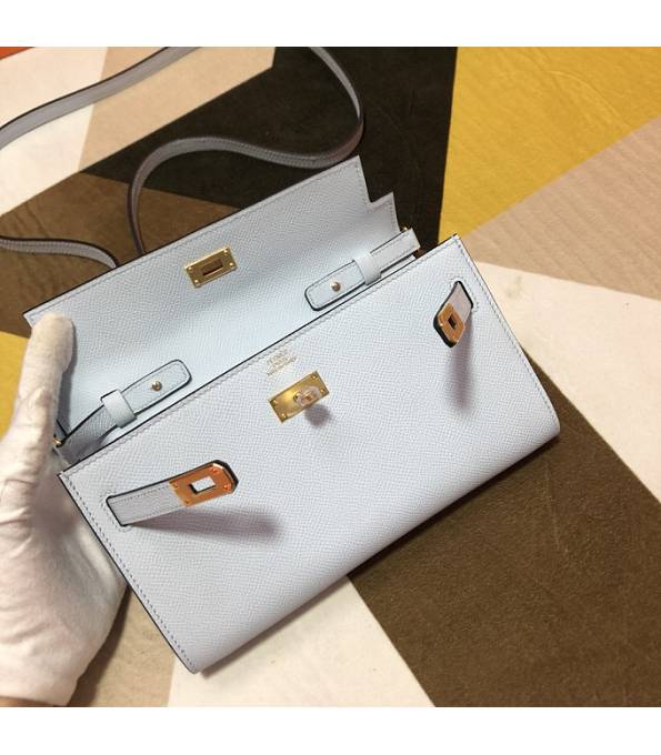 Hermes Kelly Woc Classique White Original Epsom Leather Golden Metal To Go Wallet