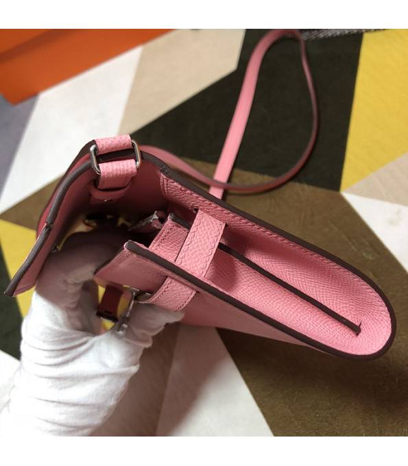 Hermes Kelly Woc Classique Cherry Pink Original Epsom Leather Silver Metal To Go Wallet