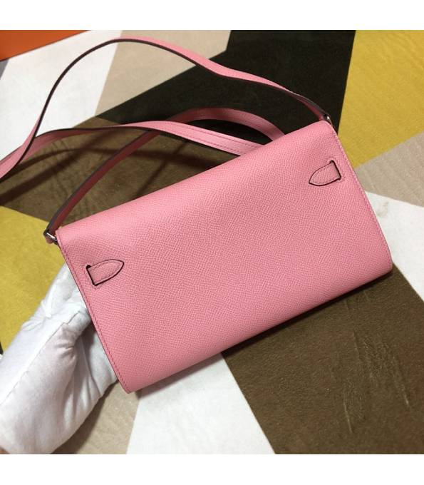 Hermes Kelly Woc Classique Cherry Pink Original Epsom Leather Silver Metal To Go Wallet