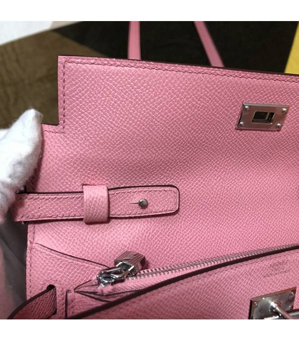 Hermes Kelly Woc Classique Cherry Pink Original Epsom Leather Silver Metal To Go Wallet