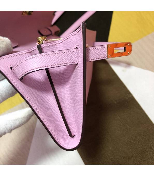 Hermes Kelly Woc Classique Pink Original Epsom Leather Golden Metal To Go Wallet