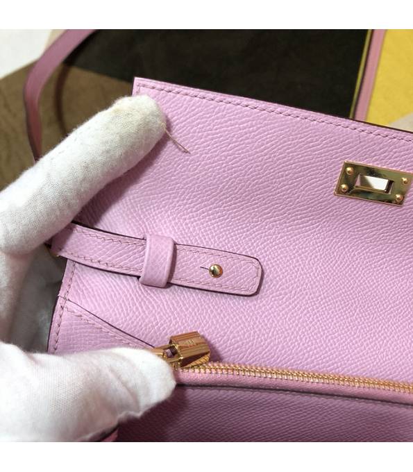 Hermes Kelly Woc Classique Pink Original Epsom Leather Golden Metal To Go Wallet