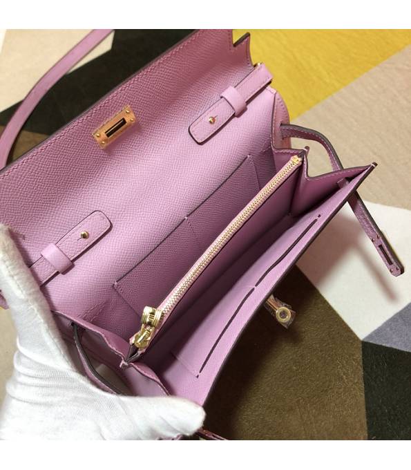 Hermes Kelly Woc Classique Pink Original Epsom Leather Golden Metal To Go Wallet