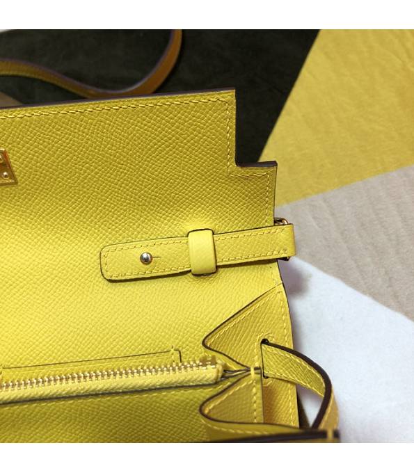 Hermes Kelly Woc Classique Lemon Yellow Original Epsom Leather Golden Metal To Go Wallet