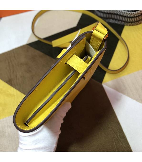 Hermes Kelly Woc Classique Lemon Yellow Original Epsom Leather Golden Metal To Go Wallet