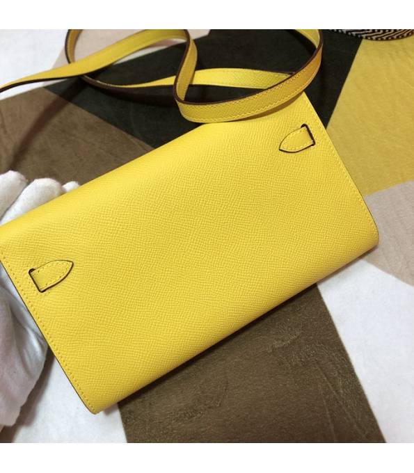 Hermes Kelly Woc Classique Lemon Yellow Original Epsom Leather Golden Metal To Go Wallet