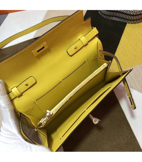 Hermes Kelly Woc Classique Lemon Yellow Original Epsom Leather Golden Metal To Go Wallet