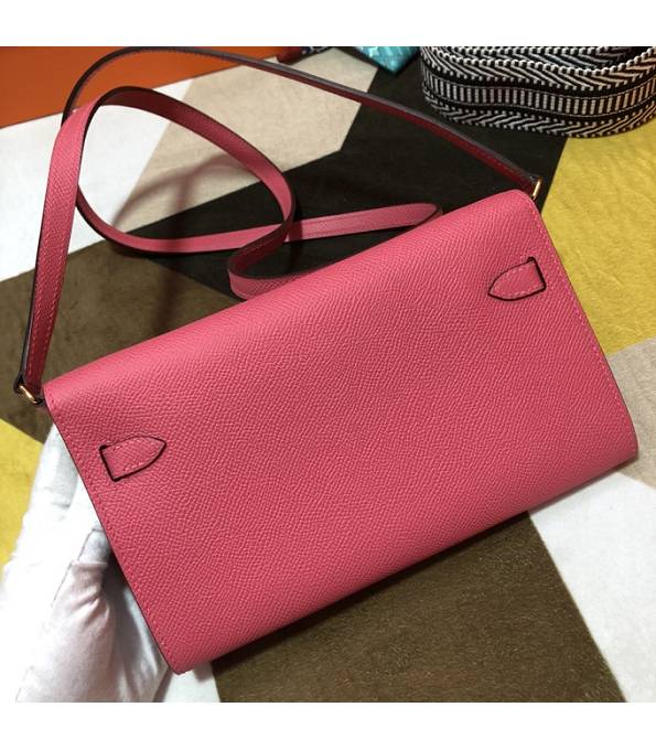 Hermes Kelly Woc Classique Lipstick Pink Original Epsom Leather Golden Metal To Go Wallet