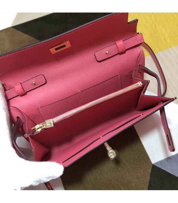Hermes Kelly Woc Classique Lipstick Pink Original Epsom Leather Golden Metal To Go Wallet