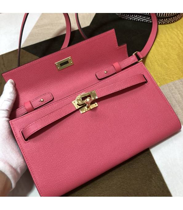 Hermes Kelly Woc Classique Lipstick Pink Original Epsom Leather Golden Metal To Go Wallet
