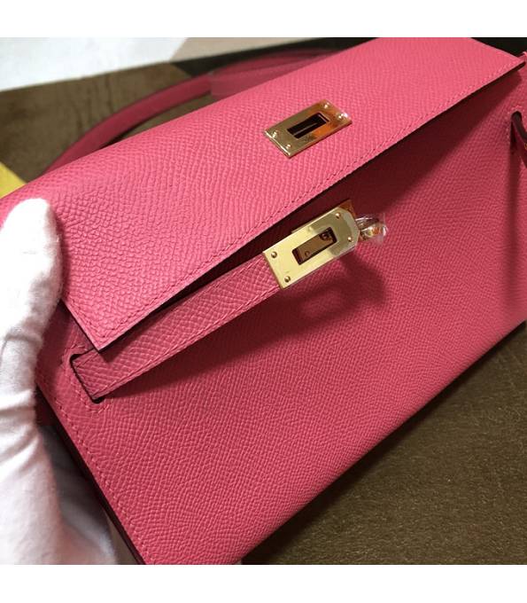 Hermes Kelly Woc Classique Lipstick Pink Original Epsom Leather Golden Metal To Go Wallet