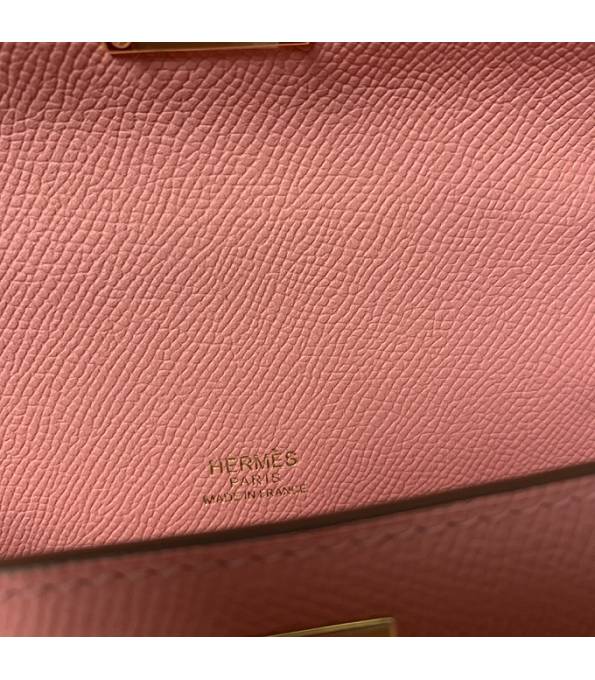 Hermes Kelly Pochette 22cm Bag Pink Original Epsom Palm Leather Golden Metal