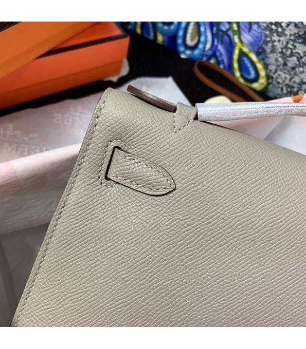 Hermes Kelly Pochette 22cm Bag Grey Original Epsom Palm Leather Golden Metal