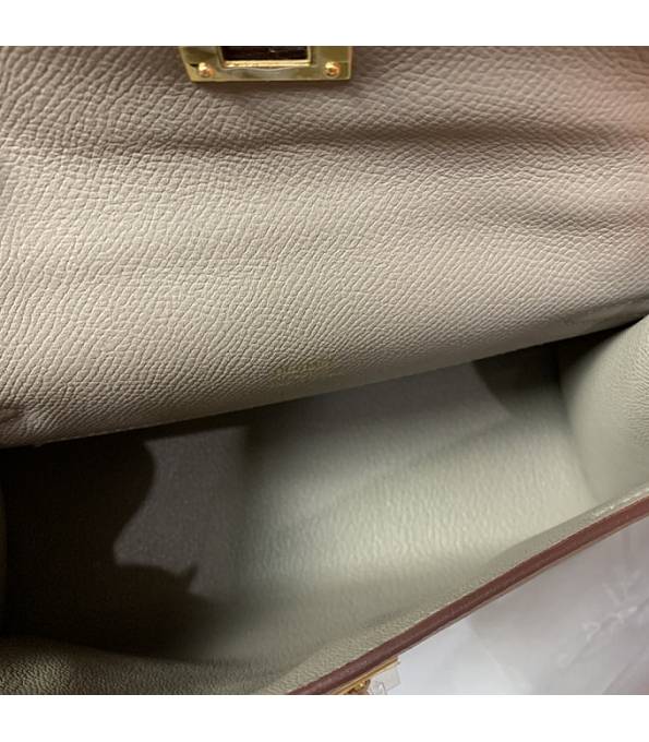 Hermes Kelly Pochette 22cm Bag Grey Original Epsom Palm Leather Golden Metal