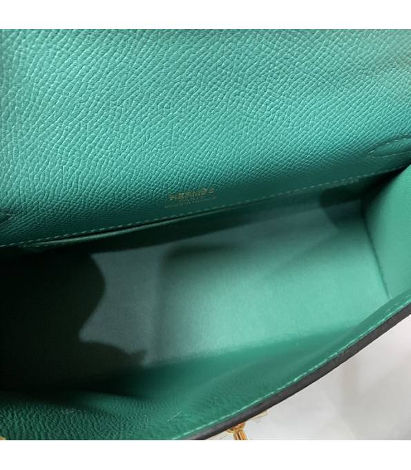 Hermes Kelly Pochette 22cm Bag Peacock Green Original Epsom Palm Leather Golden Metal