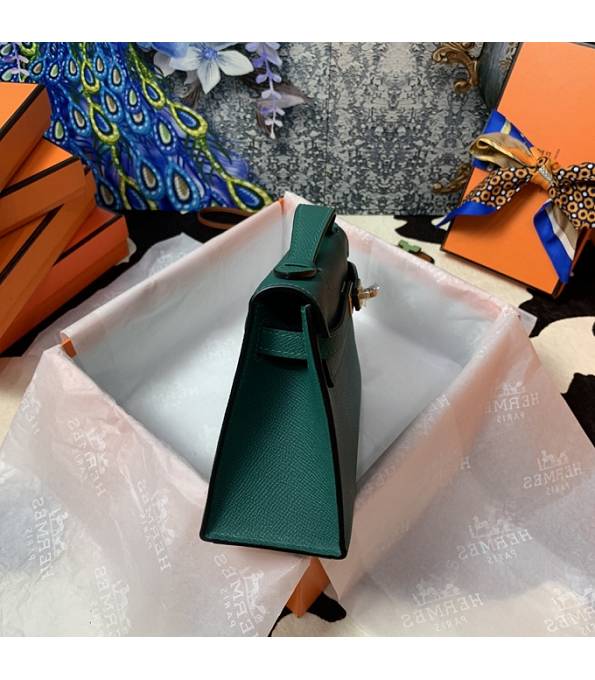 Hermes Kelly Pochette 22cm Bag Peacock Green Original Epsom Palm Leather Golden Metal