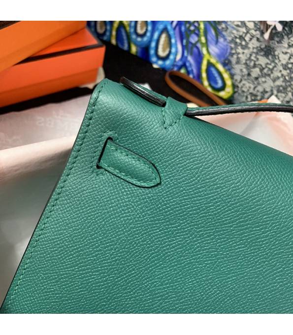 Hermes Kelly Pochette 22cm Bag Peacock Green Original Epsom Palm Leather Golden Metal
