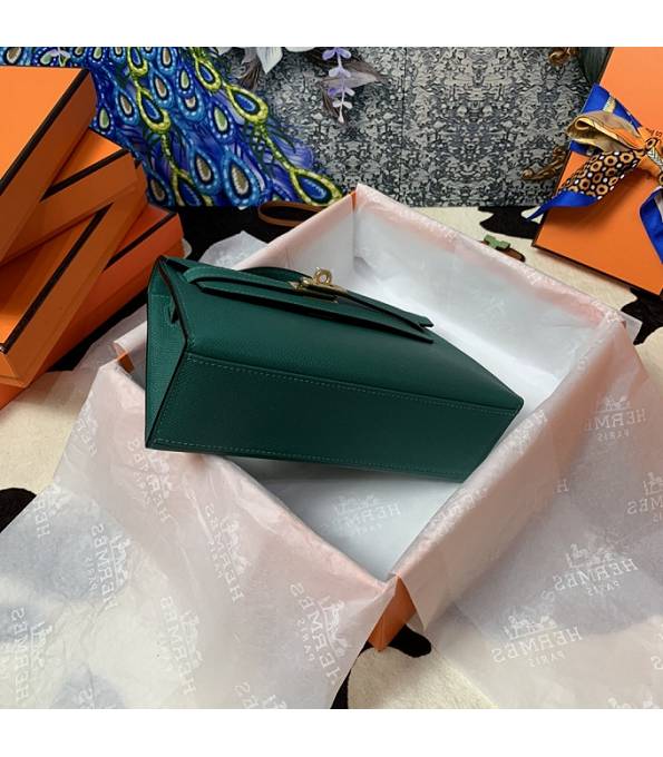 Hermes Kelly Pochette 22cm Bag Peacock Green Original Epsom Palm Leather Golden Metal