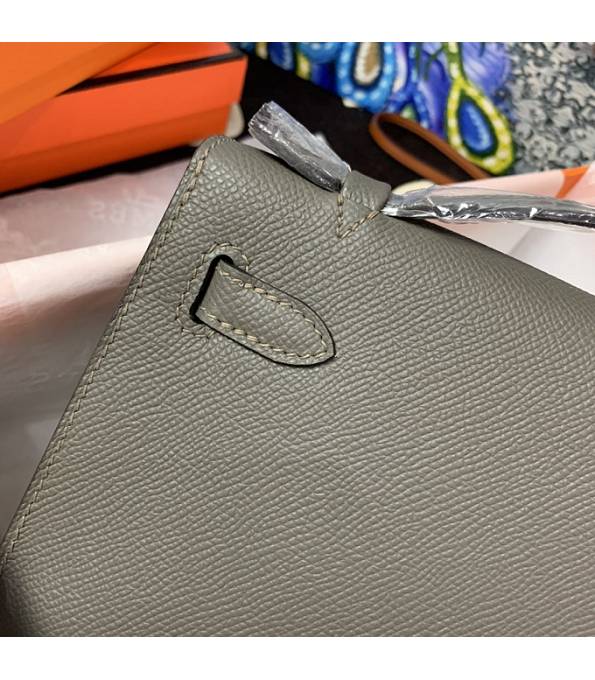 Hermes Kelly Pochette 22cm Bag Etain Grey Original Epsom Palm Leather Golden Metal