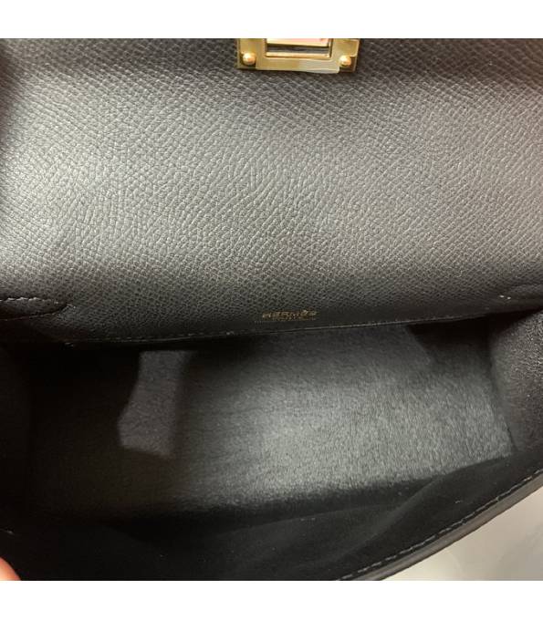 Hermes Kelly Pochette 22cm Bag Black Original Epsom Palm Leather Golden Metal