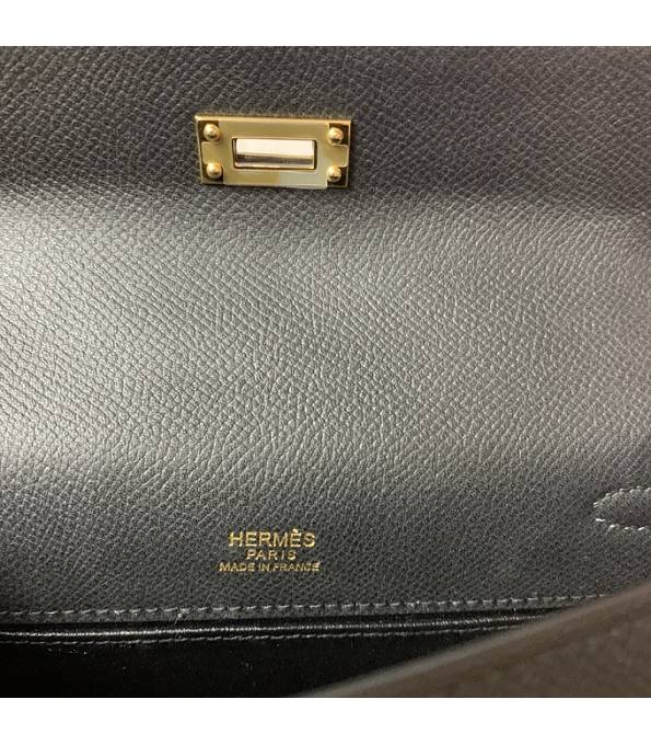 Hermes Kelly Pochette 22cm Bag Black Original Epsom Palm Leather Golden Metal